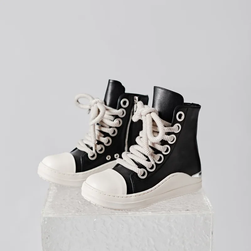 

Классические высокие спортивные кроссовки 2025 года, новые, на толстой подошве, женские, на шнуровке, парные, большие размеры, модные женские кеды