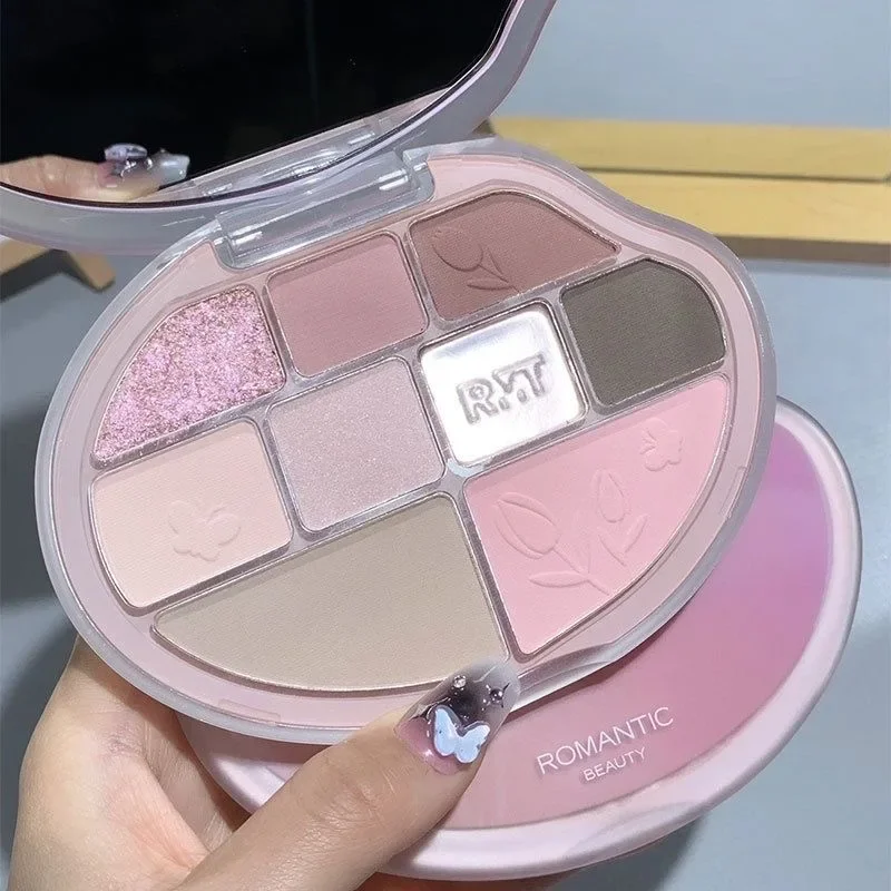 ROMANTIC BEAUTY Highlight Face Palette Kompleksowa paleta 9-kolorowych cieni do powiek Rozjaśniający puder do różu