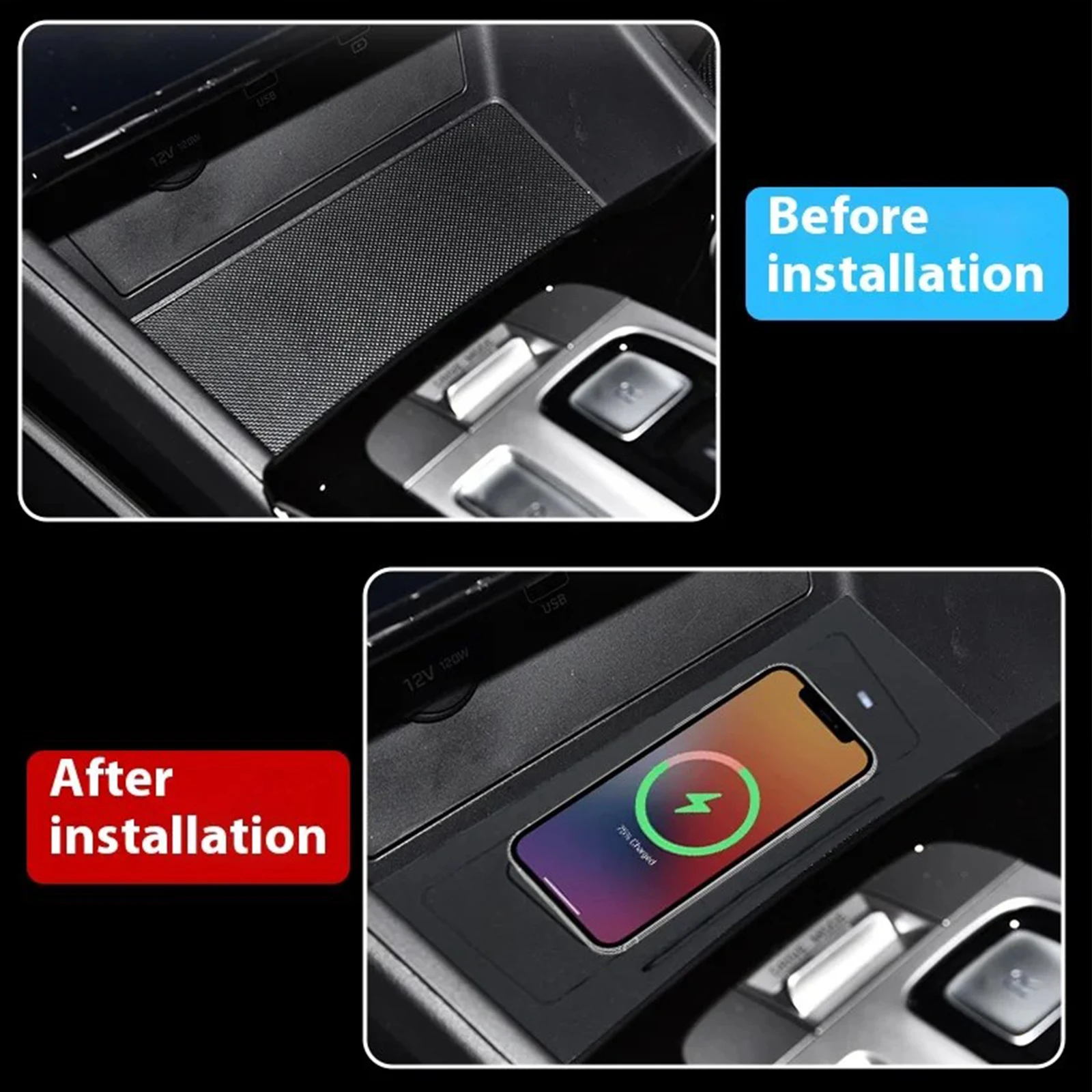 2 DIN For Hyundai Tucson 2021 2022 2023 Car center console phone charger fast wireless charger charging plate charging holder