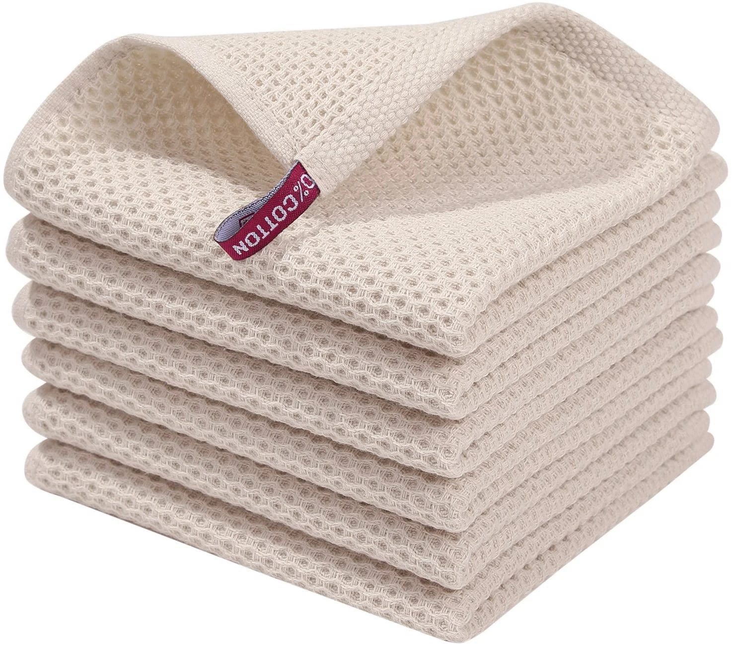 Homaxy 100% Cotton Waffle Weave Kitchen Dish Cloths Ultra Soft Absorbent Quick Drying Dish Towels 12x12 Inches Home Dish Cloths