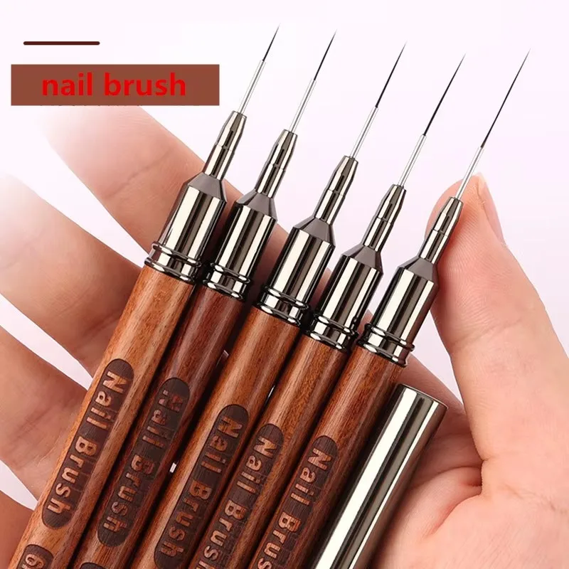 1set/5pcs Wood Handle Art Liner DIY Painting Brush Drawing Lines Stripe Flower Painting Pen Nail Liner Brush Set with 5size