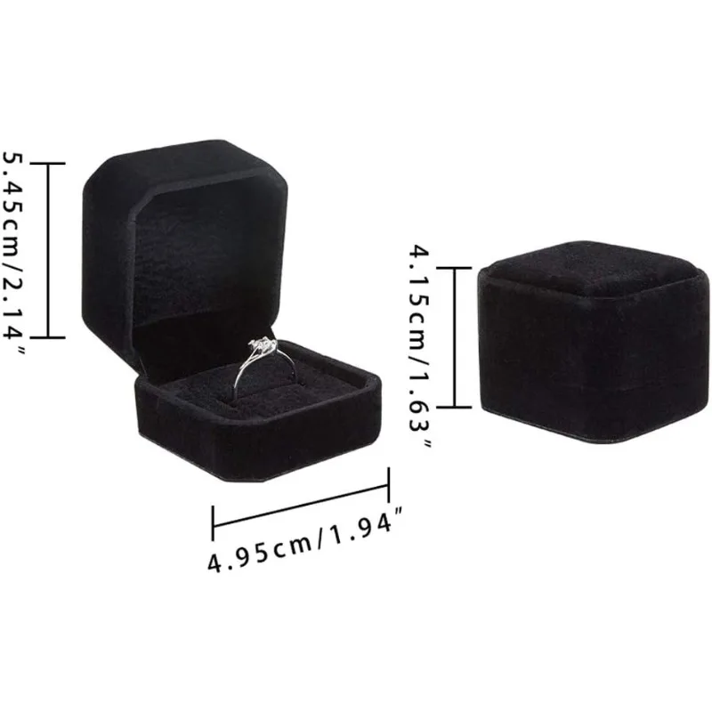 10 Pack Velvet Ring Box Earring Box Black Velvet Jewelry Pendant Box 2x2x1.6 for Valentine's Day Party Favor Festival Packaging