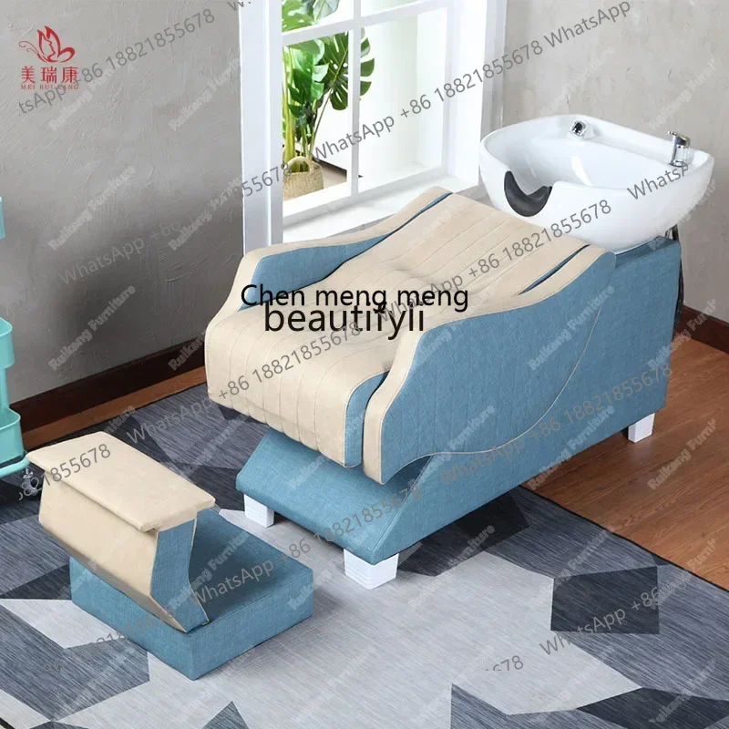 smt7486 Bacino in ceramica Mezza sdraiata Salone Barbiere Shampoo Shampoo Sedia Salone di bellezza Letto sdraiato7486