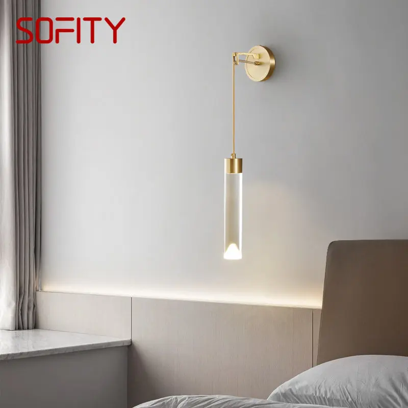 Sofity หลอดไฟ LED ผนังทองเหลืองสีทองที่ทันสมัย3สีวินเทจสร้างสรรค์เชิงเทียนไฟสำหรับบ้านของแต่งห้องนอน