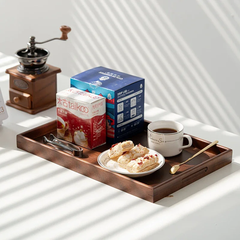 Nordic Walnut Food Tray Recillet Home Restaurant Storage Tray Multi-functional Simple Tea Saucer Living Room Organizing Tray