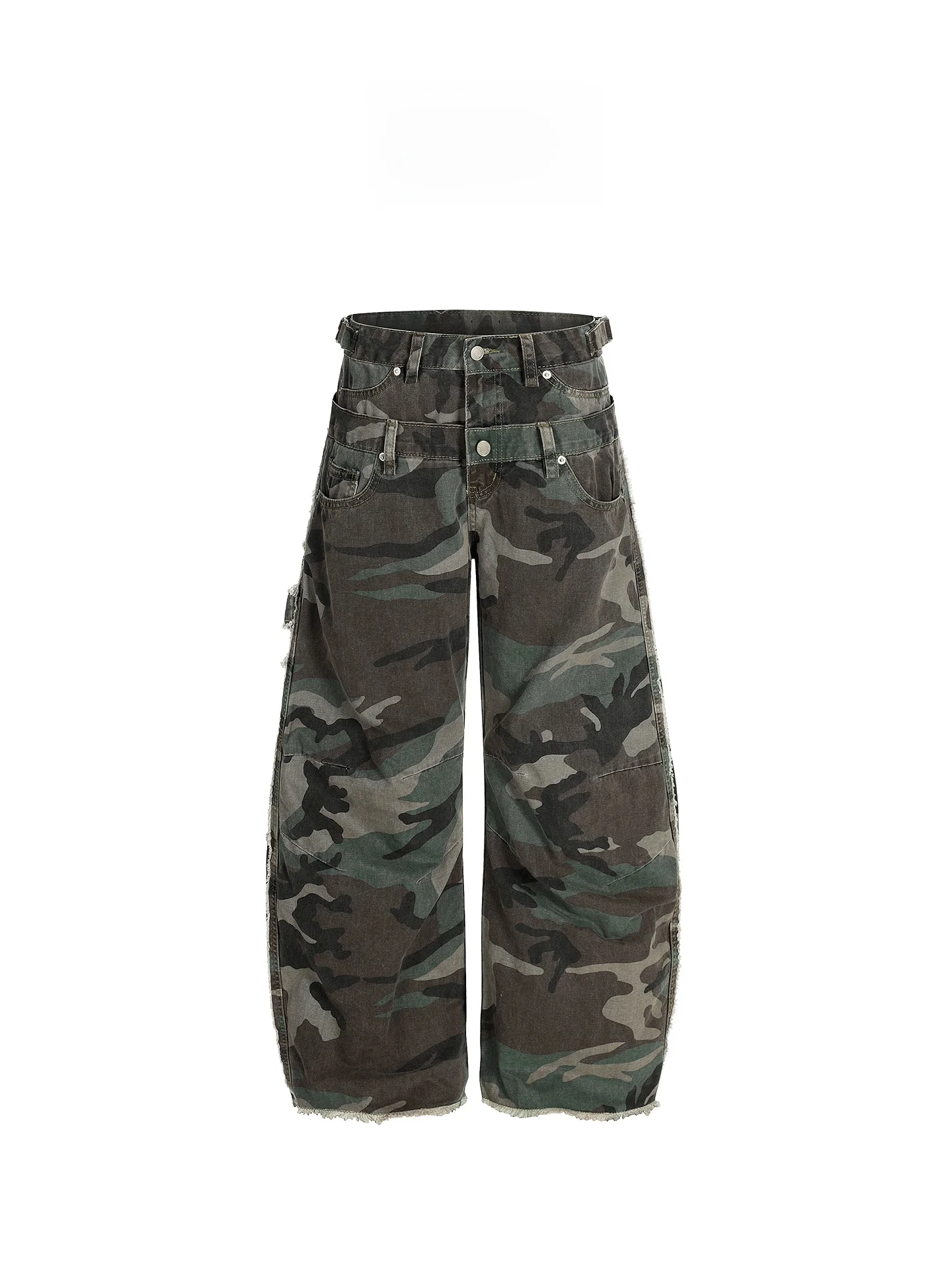 

American Retro Camouflage Wide Leg Work Pants Men's Summer Trendy Streetwear Jeans Casual Cotton Stretch Denim Casual Wear