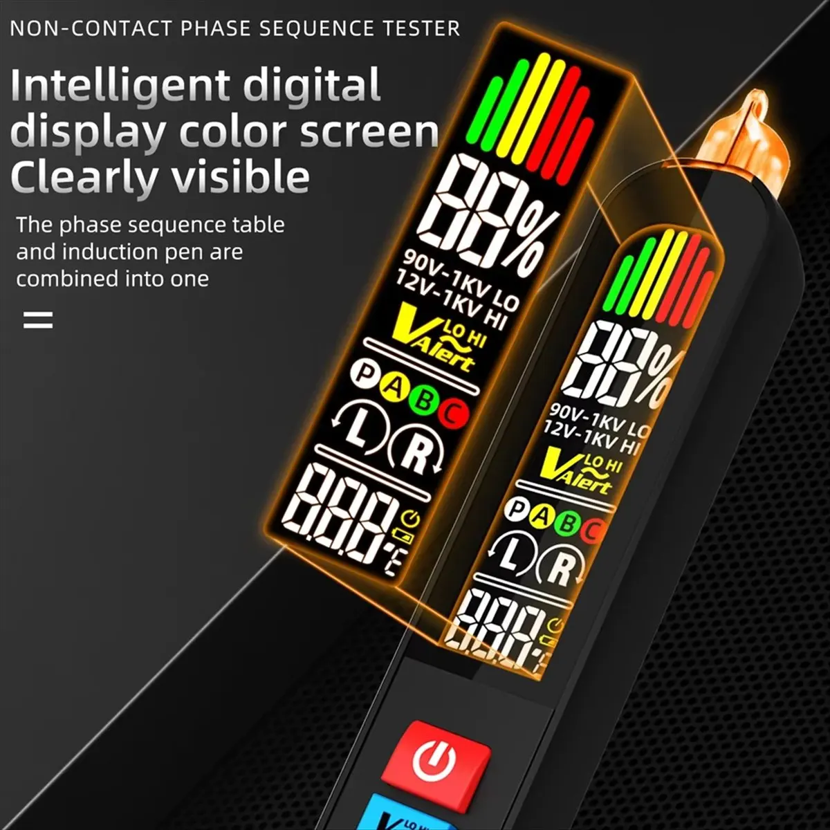 A74U  Digital Voltage Tester Pen Phase Sequence Continuity Detector, Non-Contact Induction Test Pen, Voltage Indicator Meter