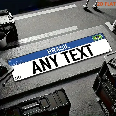 1pc Customizable Retro Brazilian License Plate Style Aluminum Sign Personalized Custom Text Number Metal Wall Plaque Indoor Outd