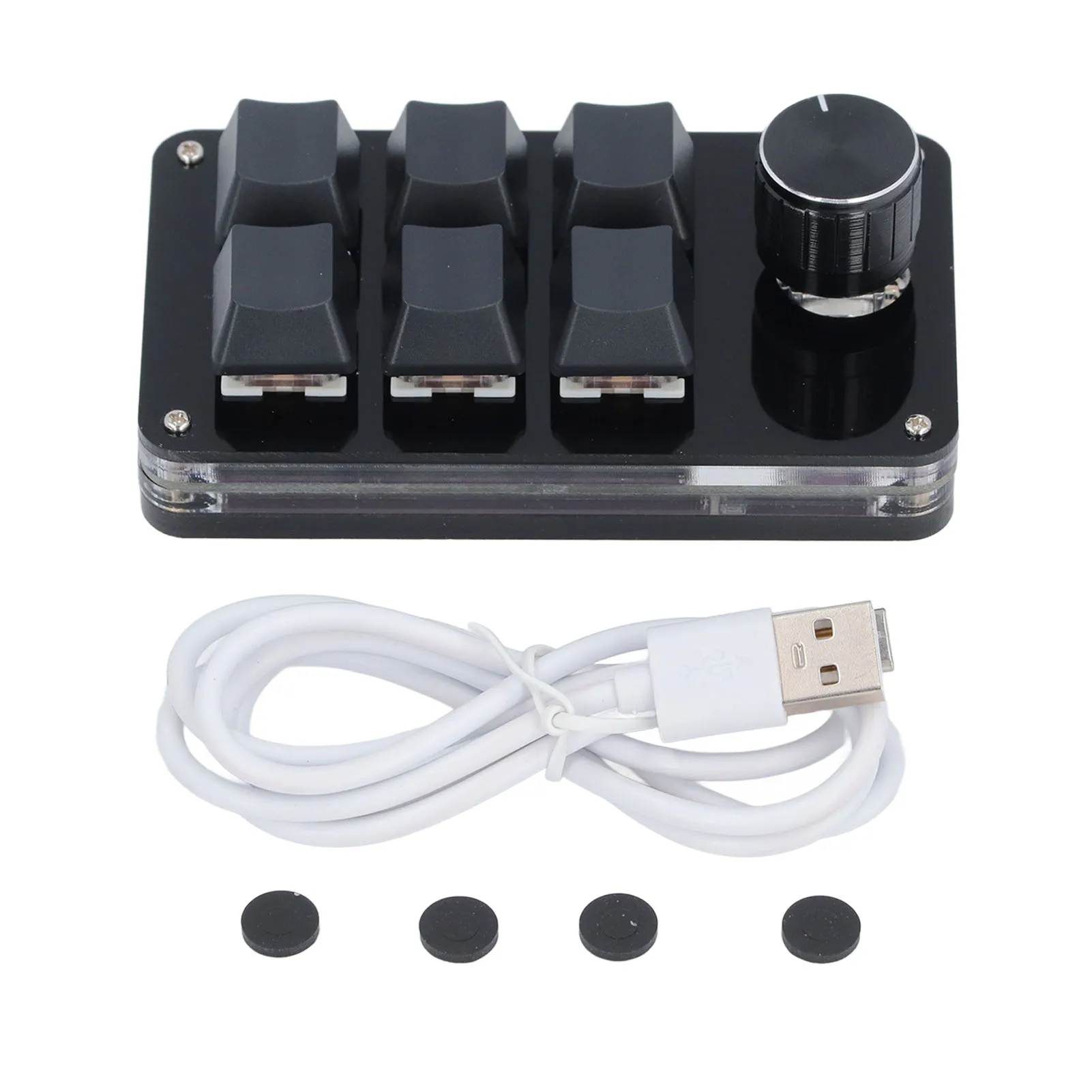 One Handed Mechanical Keyboard 6 Keys 1 Knob Programming Macro Pad for Laptop Computers Mini Mechanical Gaming Keyboard