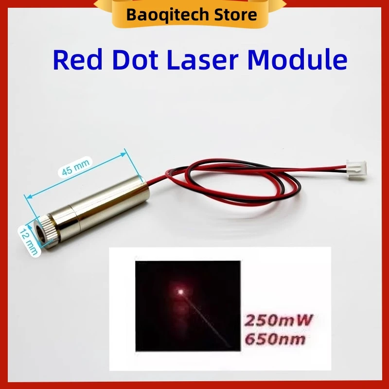 650nm 250mW  high-power Red Dot Laser Head CNC Engraver Focusing Module Dot Locator Adjustable Focal Length