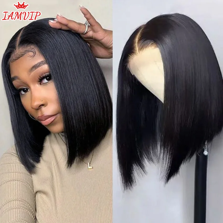 IAMVIP Short Bob Straight Lace Frontal Wigs 200% Bob Lace Front Human Hair Wig For Women Hd Lace Frontal Wig Human Hair