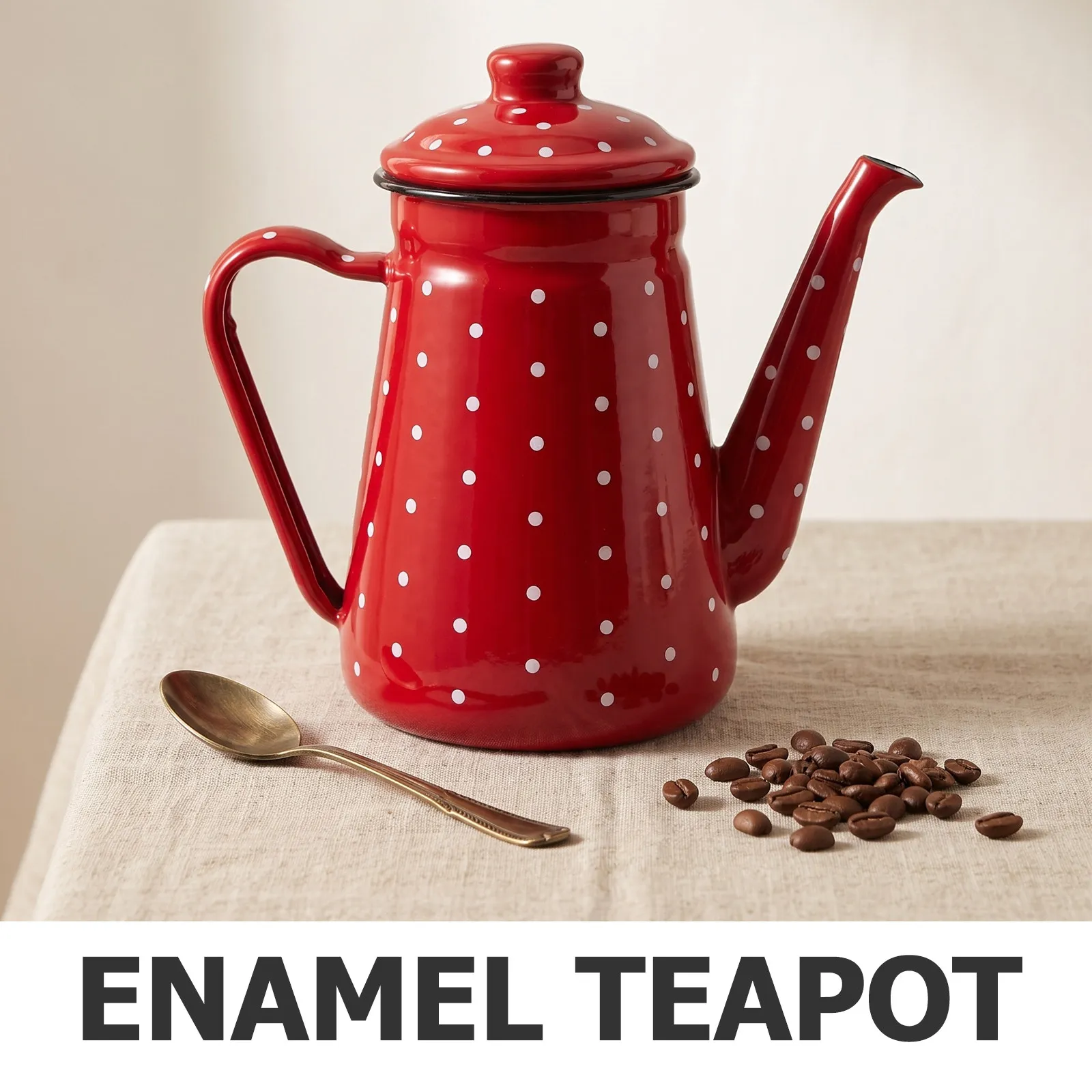 Enamel Coffee Kettle 1200ml Whistling Tea Pot Compact Stovetop Kettle for Gas and Induction Cookers