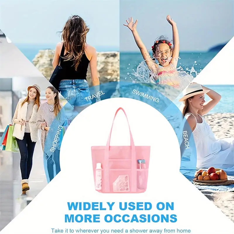 

Portable beach bag, bath bag, foldable mesh beach bag, fitness and swimming bag, storage bag, large-capacity portable bag