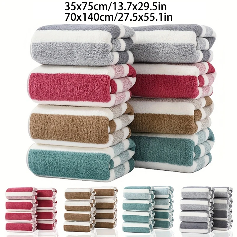 High quality Stripes Absorbent Quick Drying Bath Towel Soft Adults Face Hand Towels Bathroom Comefortable Swim Bath Towels