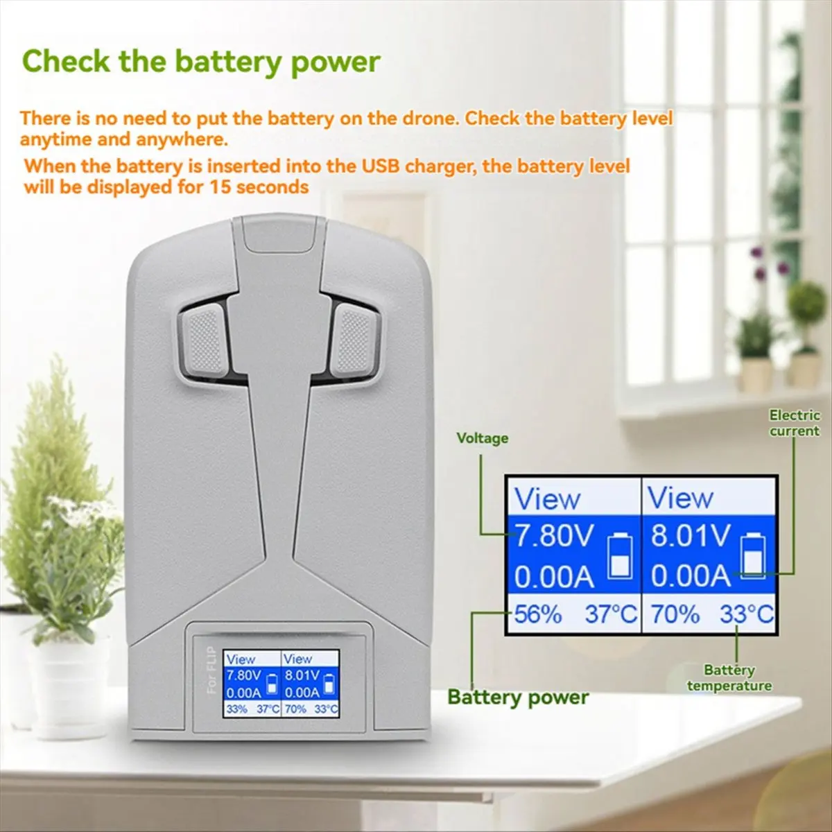 A64I Drone Battery Charger for FLIP Two-Way Charging Manager Type-C Fast Charging with Color Screen for Flip