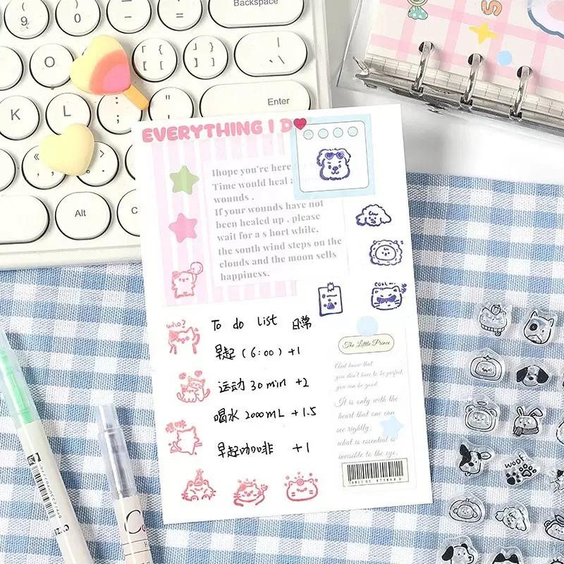 40 Uds sellos de silicona para planificadores de álbumes de recortes de diario juego de sellos transparentes para niños pegatinas decorativas artesanales