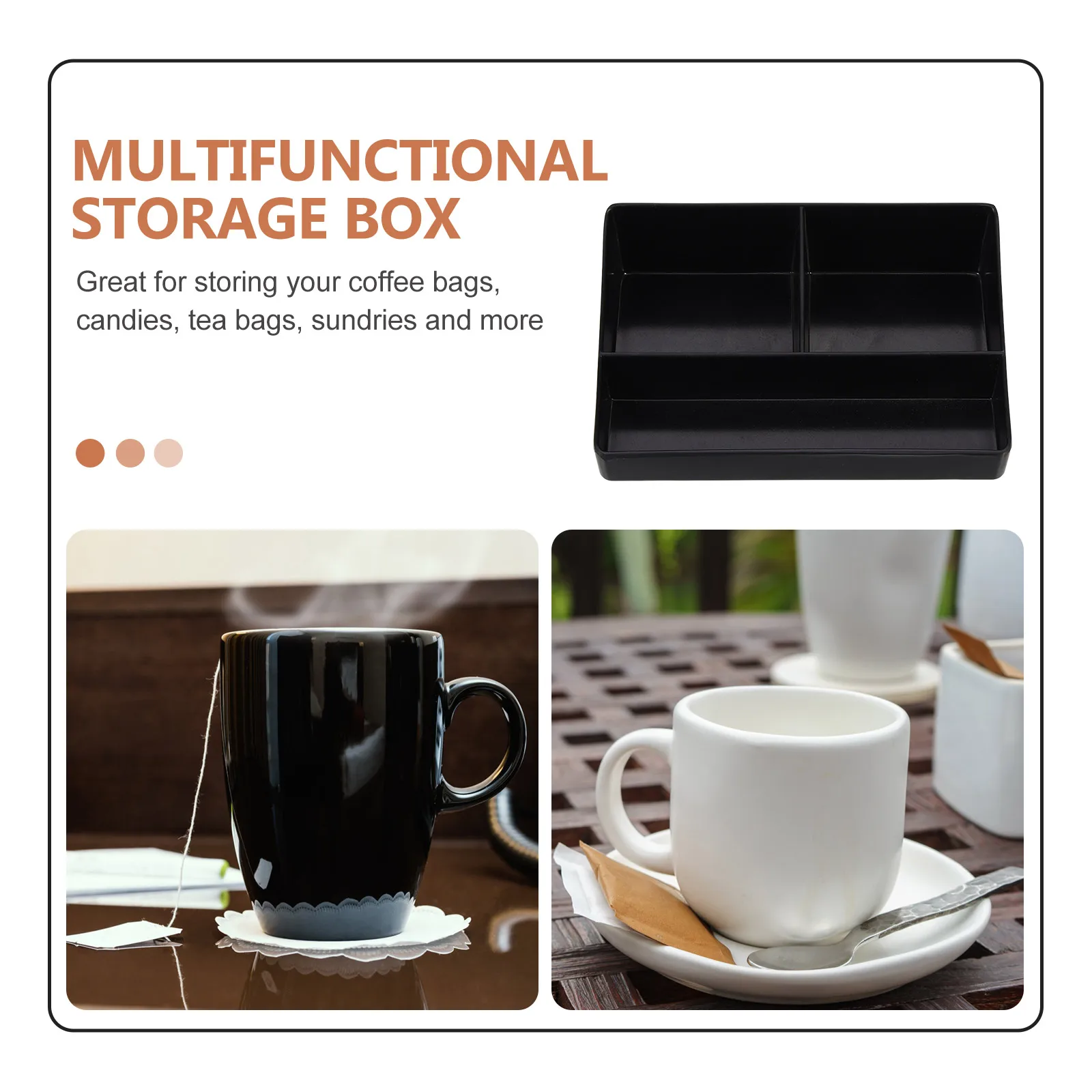 

Premium Tea Bag Organizer Storage Box Seasoning Holder Clear Opening Design Portable Compartment Tea Box For Home Office