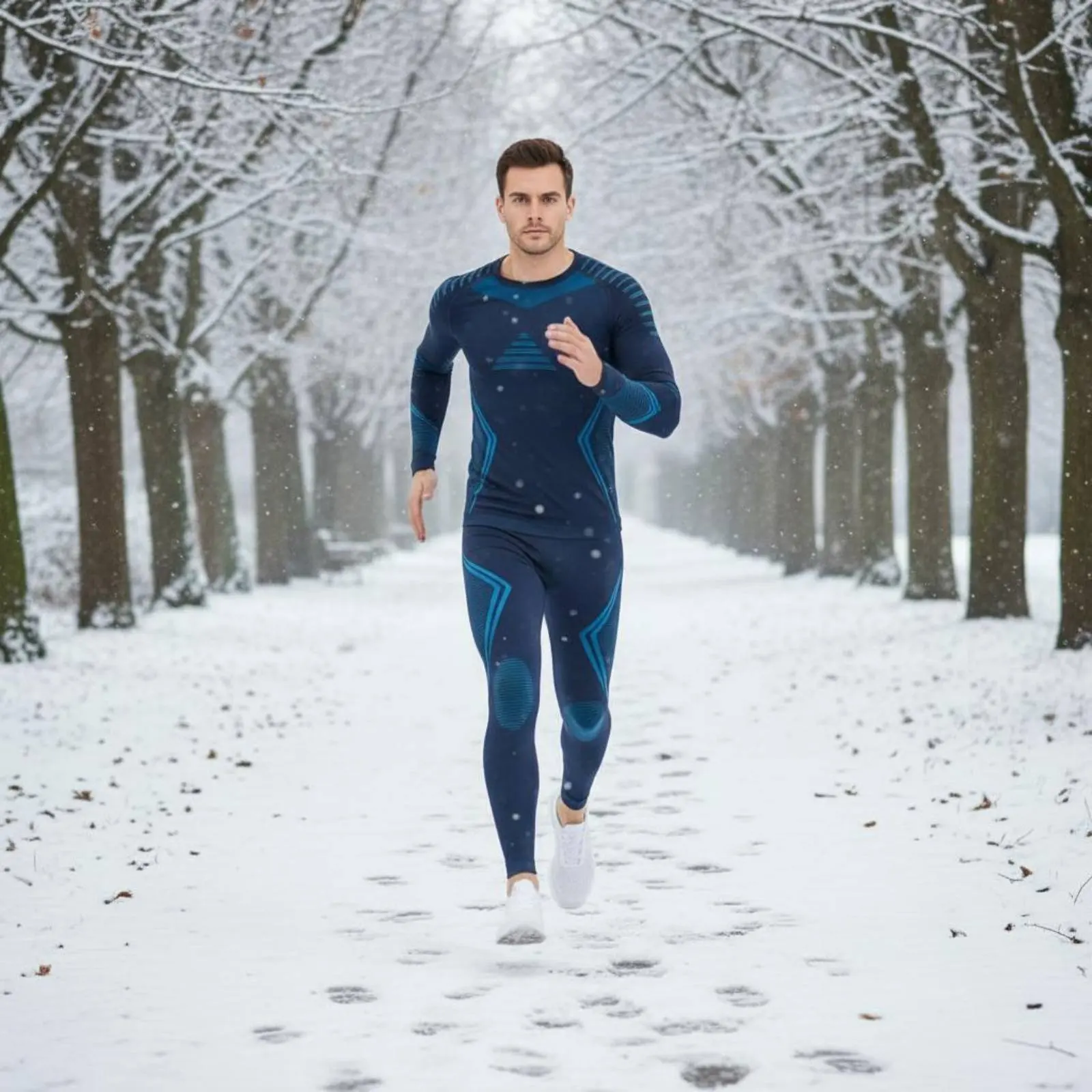 

Ski Base Layer Set Warm Men's Thermal Set Long Sleeve Thermal Shirt and Pants Close Fit Sports Clothing Breathable for Running