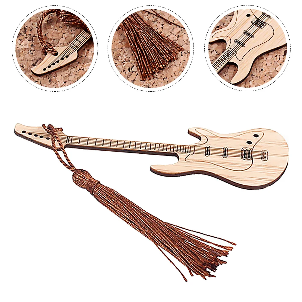 

Bamboo Bookmark Guitar Shape Eco-Friendly Creative Book Mark Page Marker for Students Readers Gift Bamboo Bookmark