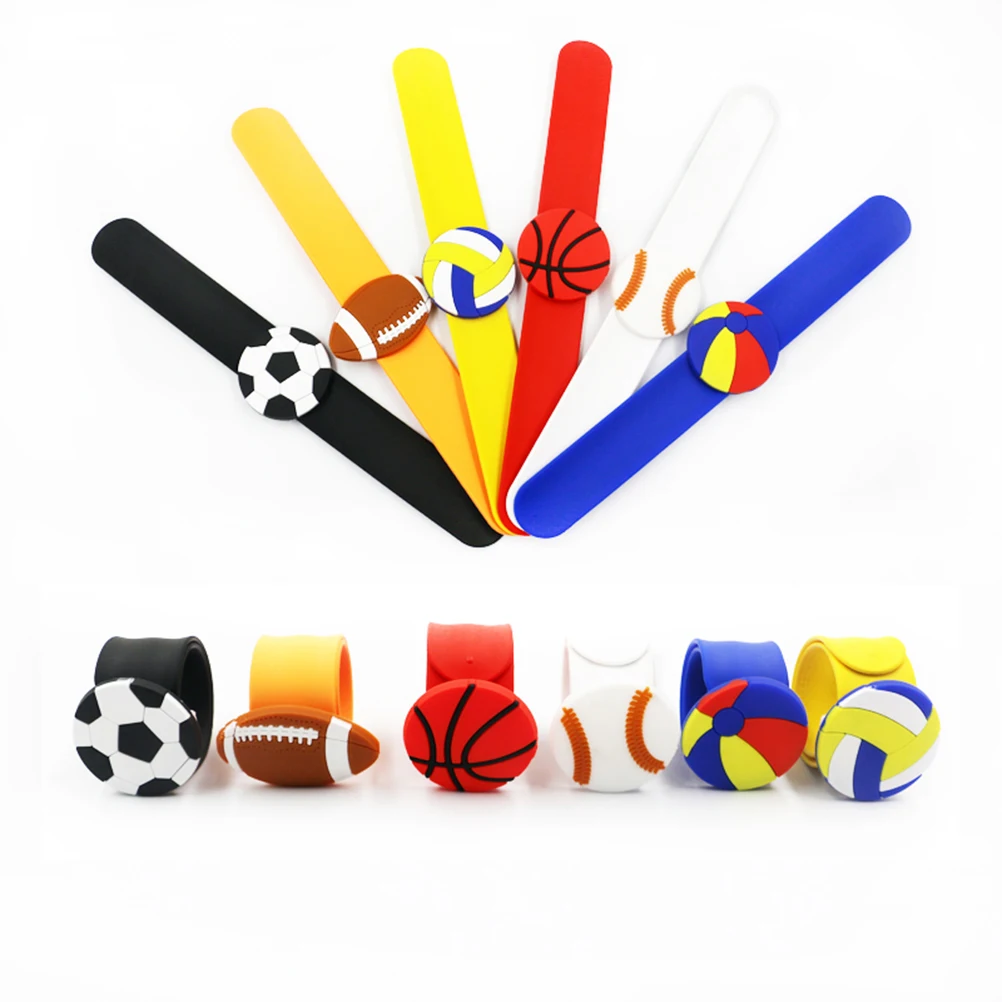 

6 Pcs Sports Slap Bracelets Football Volleyball Wristbands for Kids Lightweight Portable Party Lovely Ball Ornaments Holiday