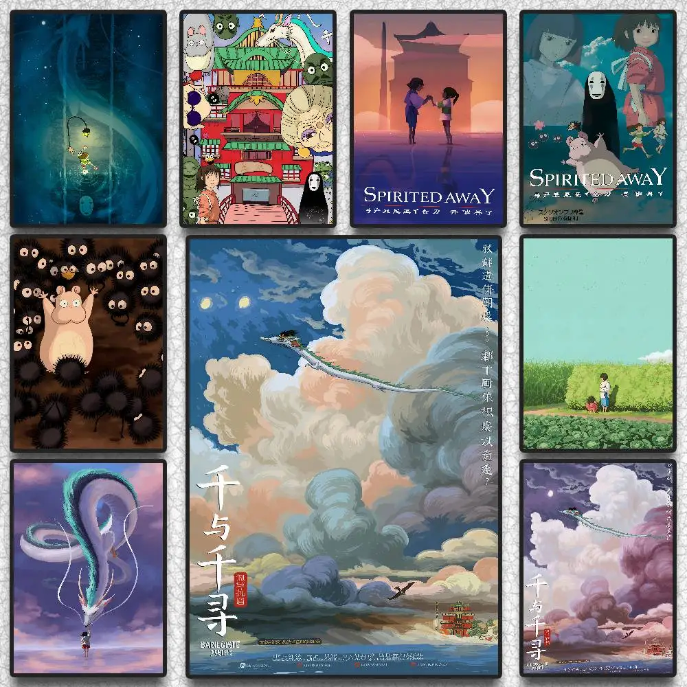 Ghibli Miyazaki Hayao S-Spirited Classic Poster HD Art Sticky Wall Waterproof Home Living Room Bedroom Bar Aesthetic Decoration