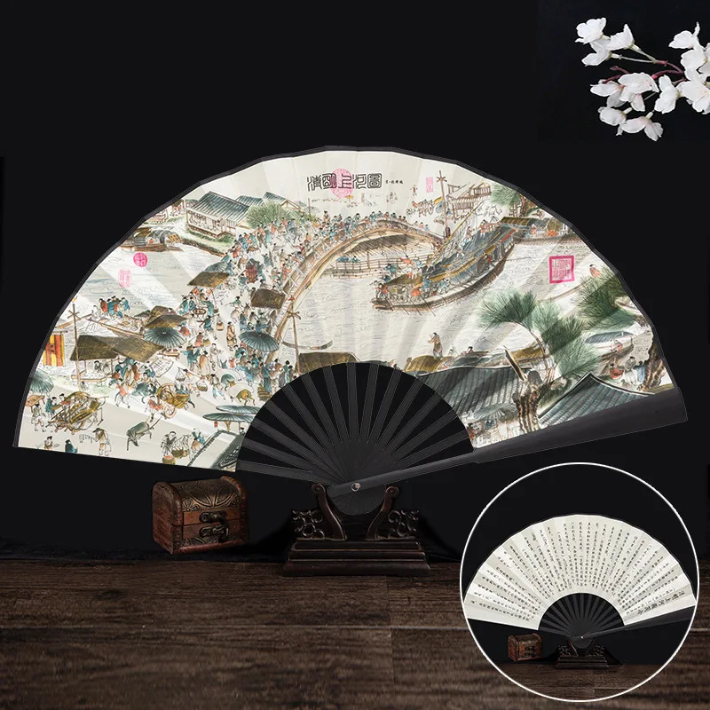 Бамбуковый складной веер, шелковая ткань, веер в китайском стиле, ручной антикварный художественный ремесло, японский летний танец, украшение для дома, вечерние Ventila