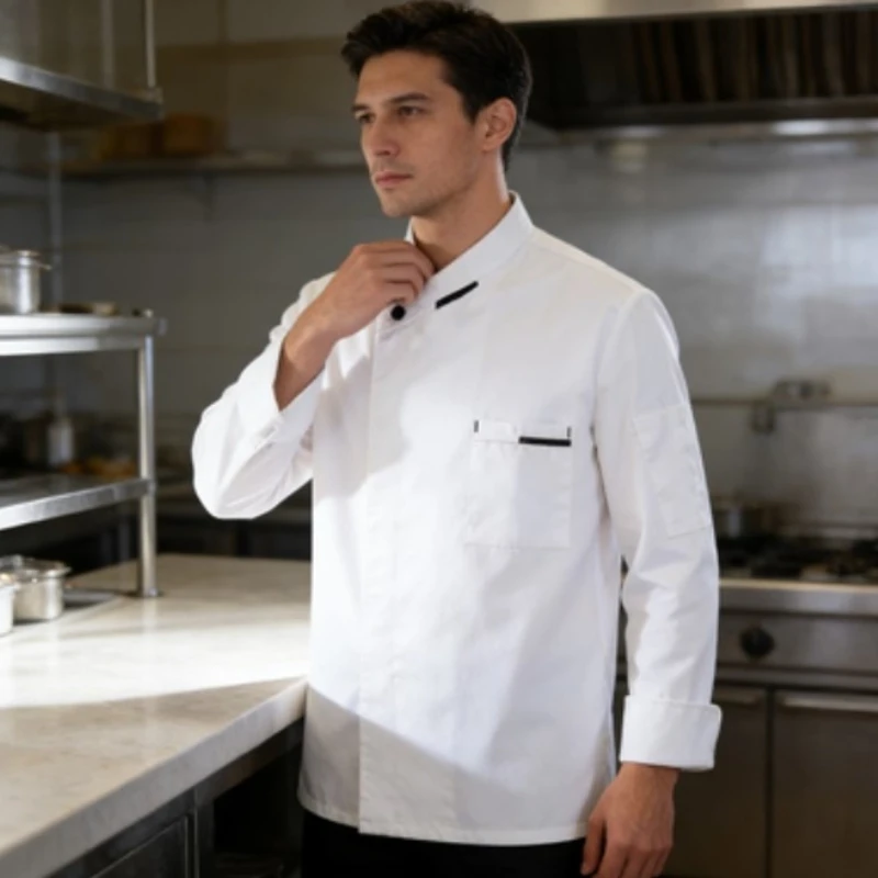 Chef Uniform Long Sleeve Large Size for Men Women Hotel Restaurant Kitchen Catering Work Clothes
