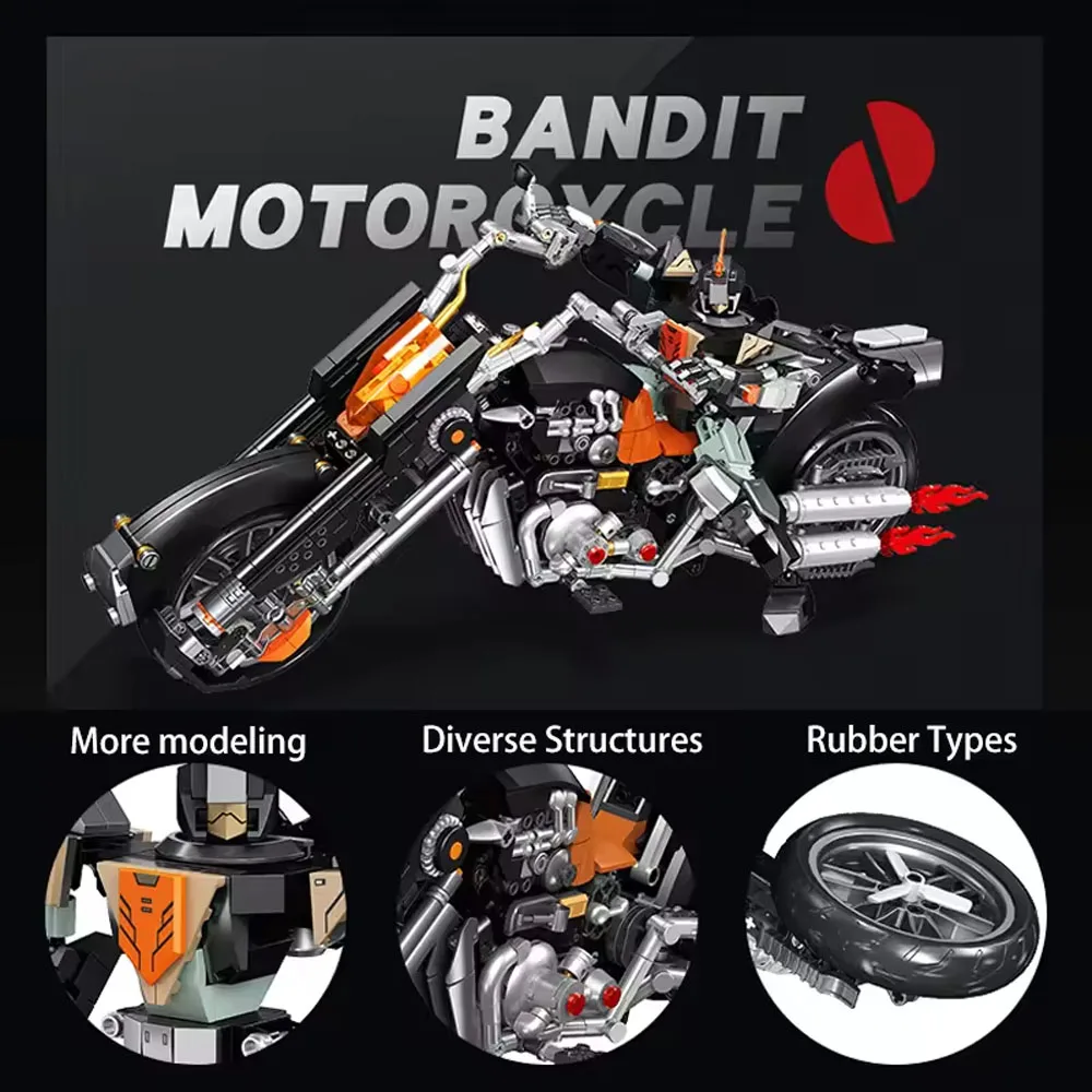 Diy mecha robô modelo tijolos presente de construção moc motocicleta bloco conjunto duas formas legal olhar brinquedo para crianças adultos