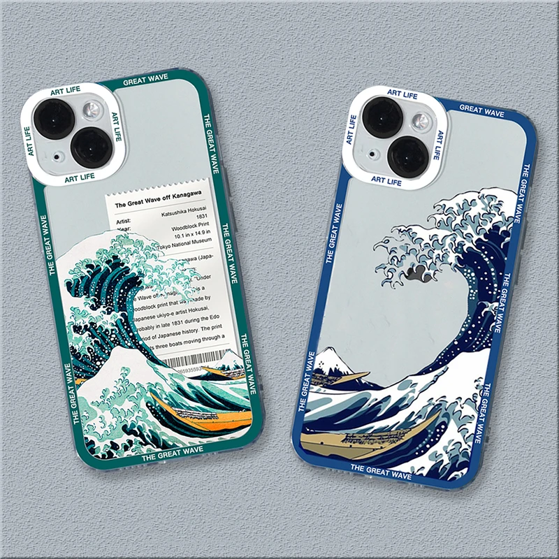 Fashion Japan The Great Wave Off Kanagawa Phone Case For Xiaomi Poco F5 X5 X3 Pro X6 Mi 13 12 11 Lite 14 13T 12T 12X Clear Cover