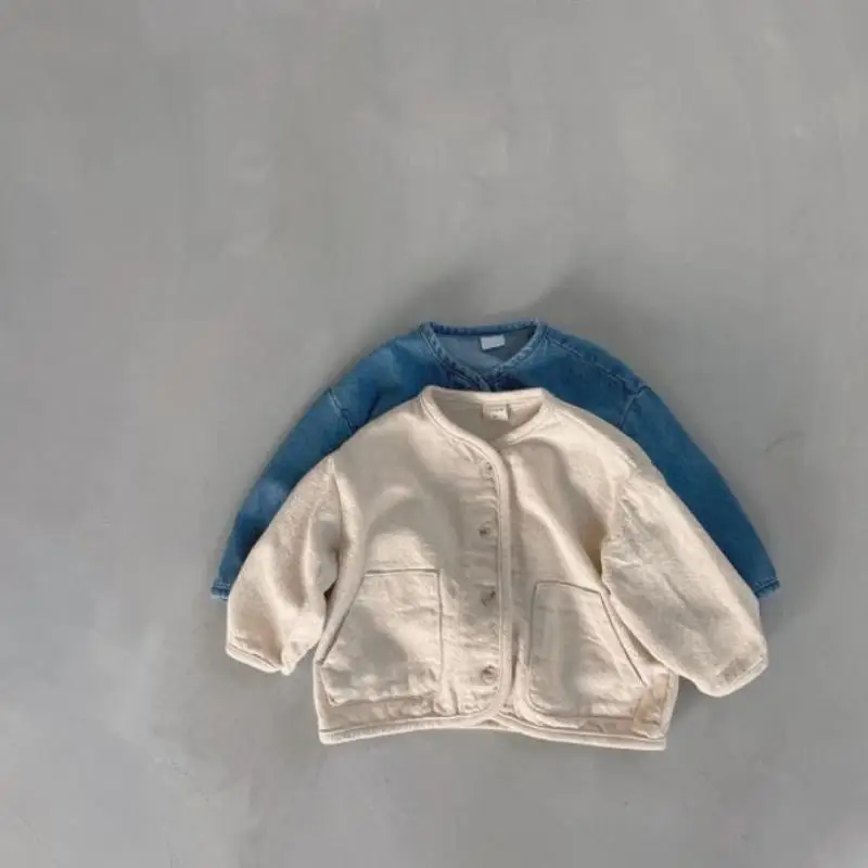 Front Pocket Fine Children Boys Girl Cotton Denim Jacket Infant Toddler Girls Jean Coat Kid Outwear Casual Kids Clothes 2-7Y