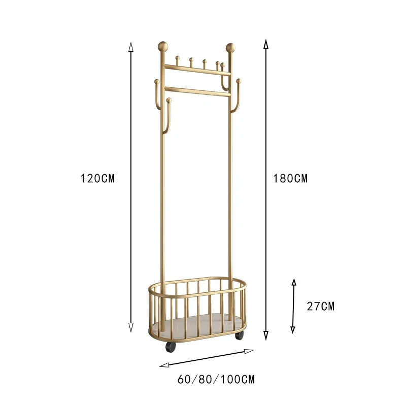 Gold Clothing Coat Racks Nordic Mirror Movable Shelves Italian Hanger Clothes Rack Wheel Percheros Para Ropa Furniture Bedroom