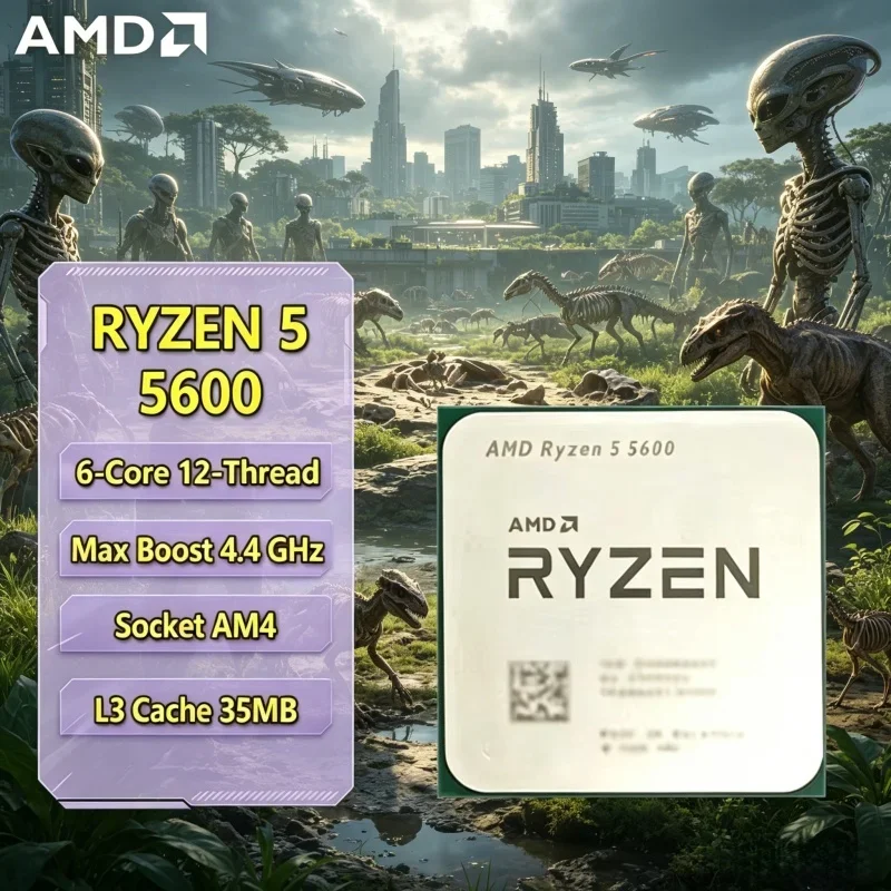 

Compact Assembly-friendly AMD R5 5600 Stable Chip 32MB L3 6C12T 4.4GHz AM4 Socket 65W Lightweight Desktop CPU No Cooler