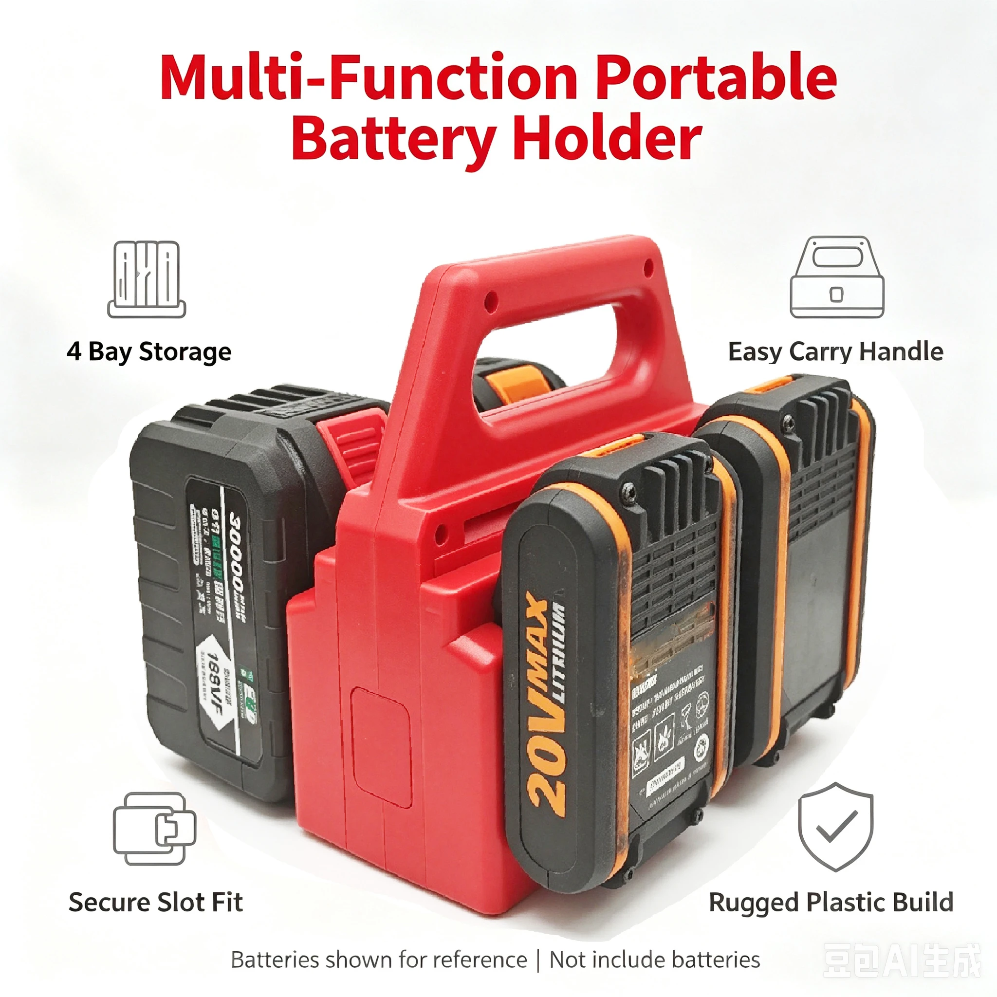 Lithium Batteries Holder Storage Bracket Carry Case For Worx 20V Li-ion Battery WA3551 WA3553 WA3104 Handheld Organizer Rack