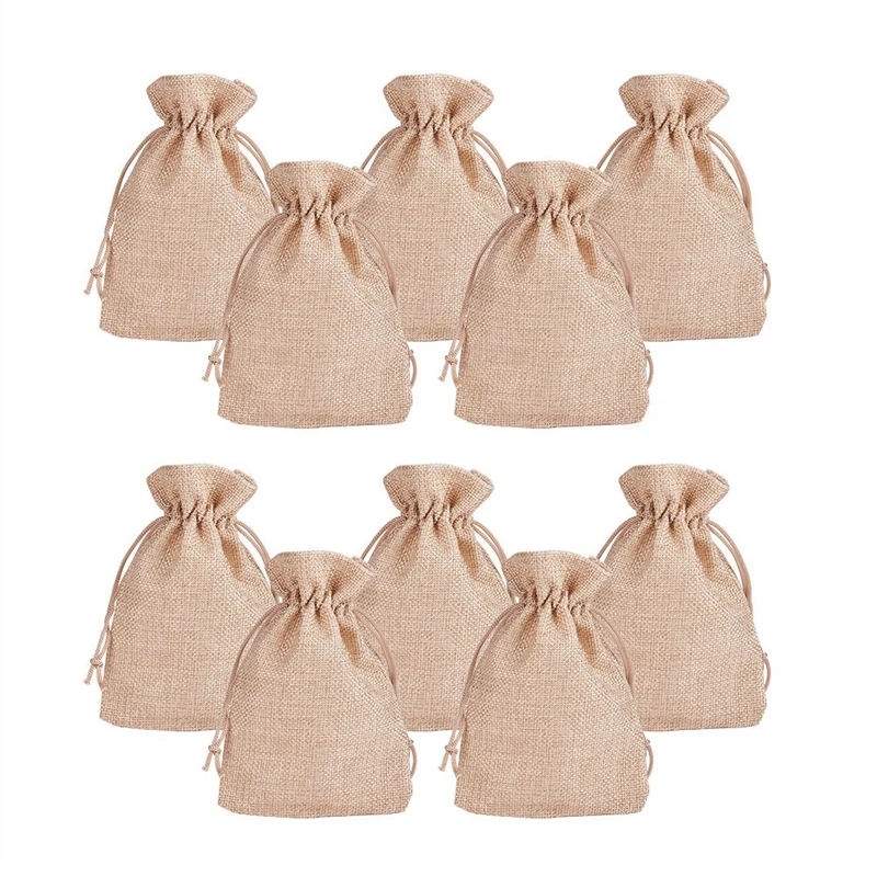 20 ชิ้นของขวัญถุงงานแต่งงาน Hessian Jute กระเป๋าผ้าลินินกระเป๋าเครื่องประดับที่มีสายรัดสําหรับวันเกิด, ปาร์ตี้, งานแต่งงานโปรดปราน