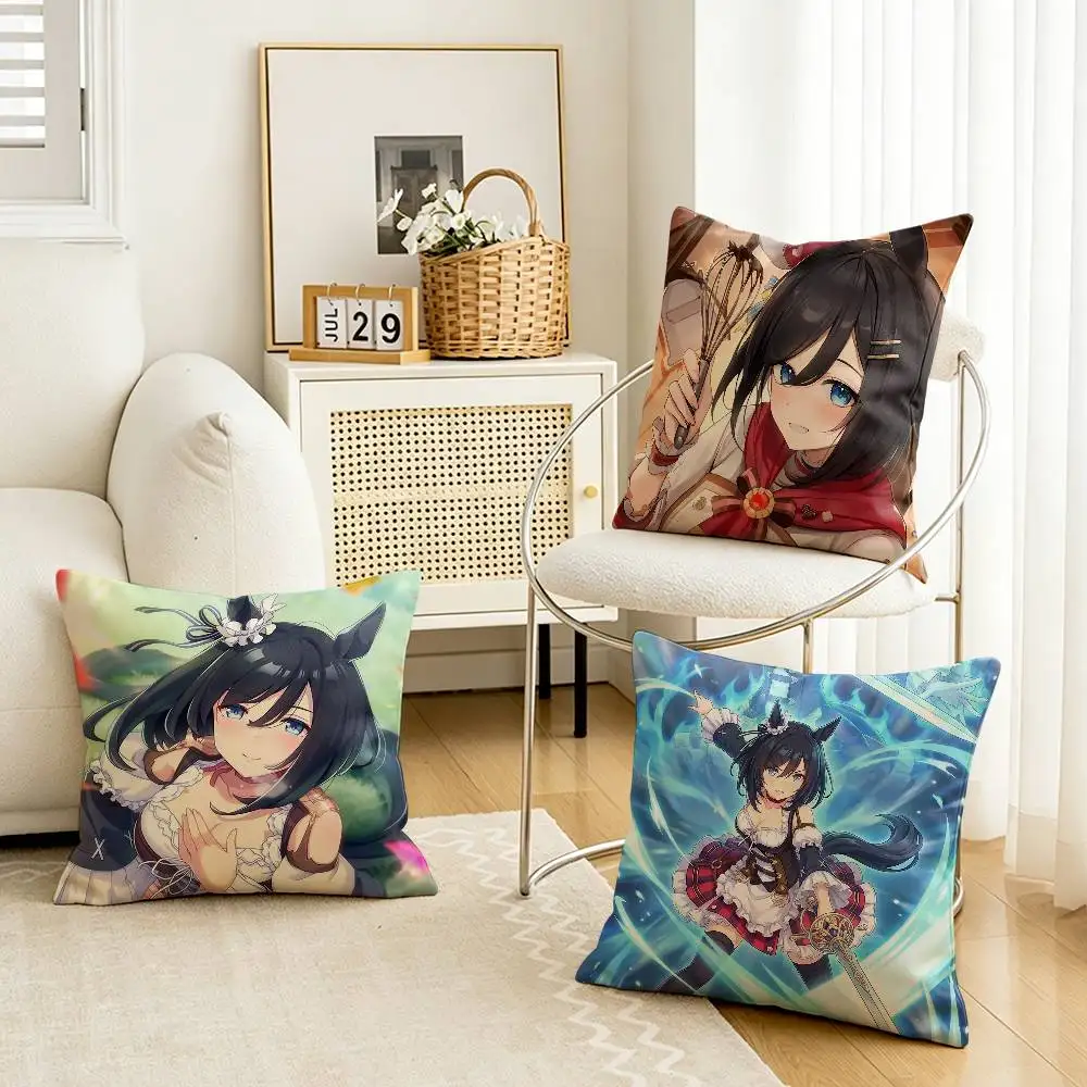 Umamusume-P-D E-Eishin Flash Customizable Square Pillow case Double Sided Print Sofa Bedroom Decor Cushion Cover