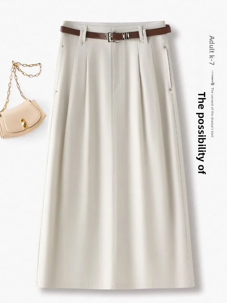 

Джинсовая юбка миди А-силуэта с высокой талией, женская, летняя, тонкая, новая модель, повседневная, элегантная, в корейском стиле, свободного кроя