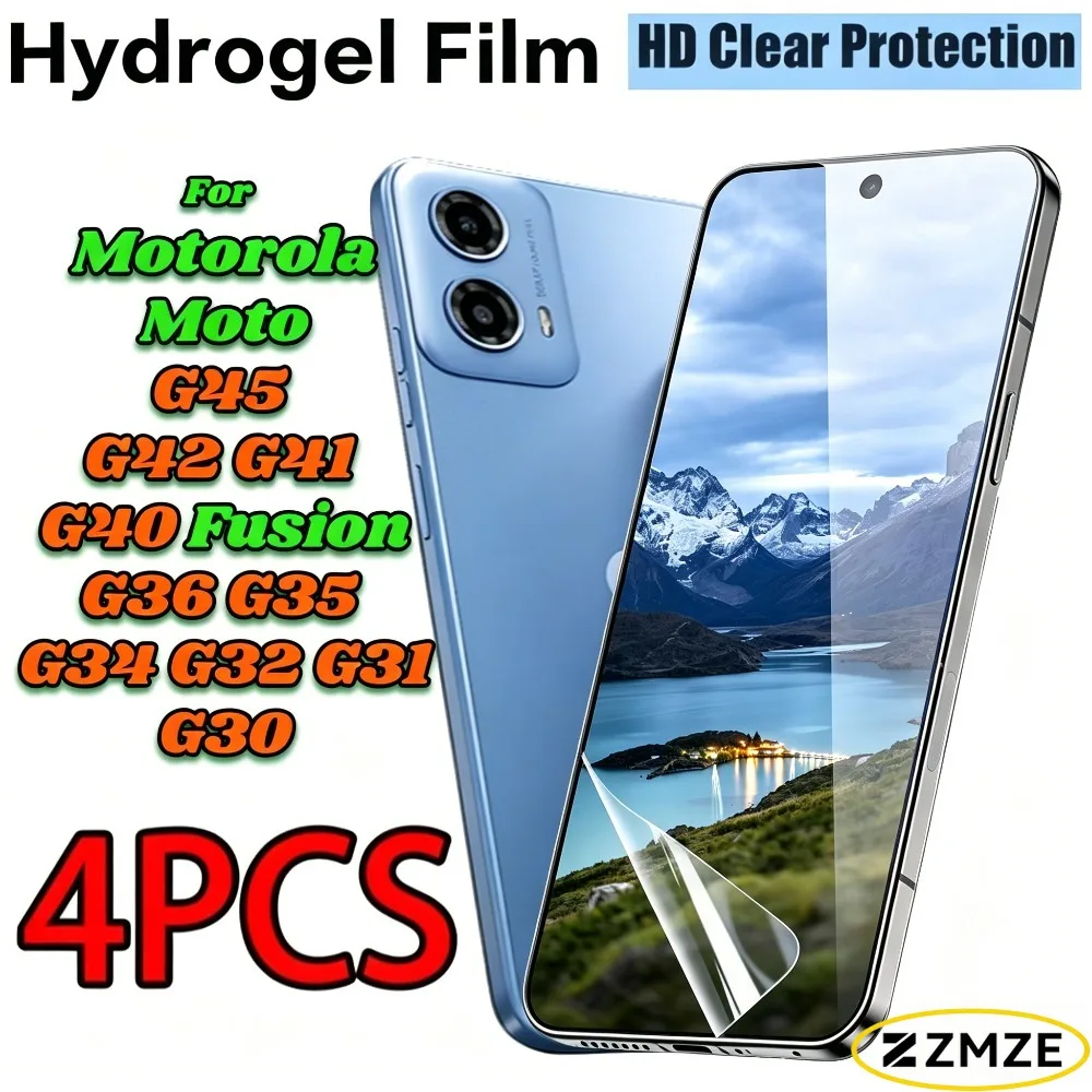 

4 Pcs Hydrogel Films for Motorola G36 G35 G34 G32 Series Glossy Screen Protectors For Moto G45 G42 G41 G40 Fusion G31 G30 Series