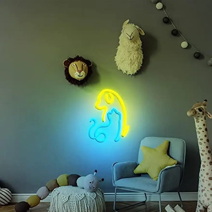 Cat Neon Signs Lights Decor Dog Neon Light Decorative LED Neon Light Sign for Room Wall Table for Bar Christmas Home Party