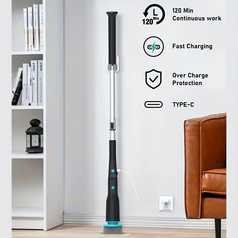 Powerful Electric Spin Scrubber with 7 Brush Heads for Bathroom, Tub, Tile, Floor, Car - Cordless Cleaning Brush