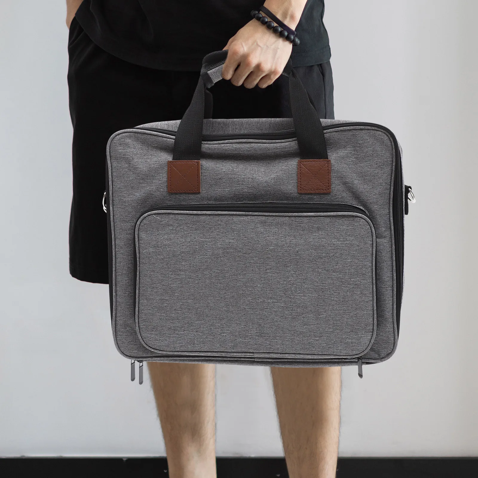 

Men'S Multifunctional Handbag Shoulder Crossbody Messenger Bag Grey Large Capacity Casual For Men With Pockets Fits