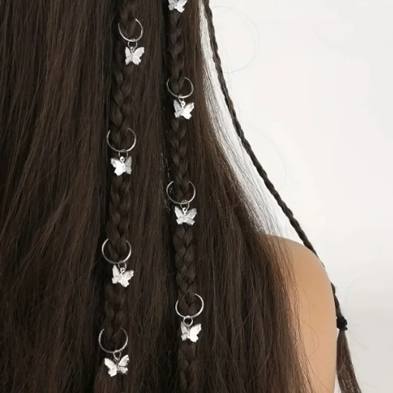 Accesorios para el cabello de 5 a 20 piezas, hebilla de mariposa abierta, Clip de Anillo para el cabello, trenza hueca Vintage, colgante de accesorio DIY