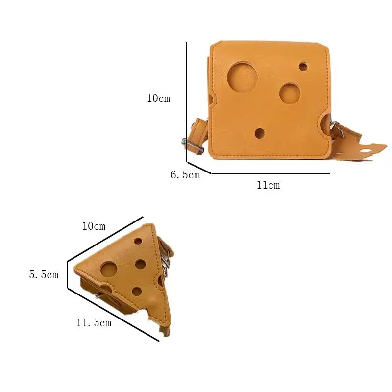 Cute Mini Cheese Shaped PU Bag Triangle Square Design Small Handbag for Earphone Lipstick Gift for Female Friends