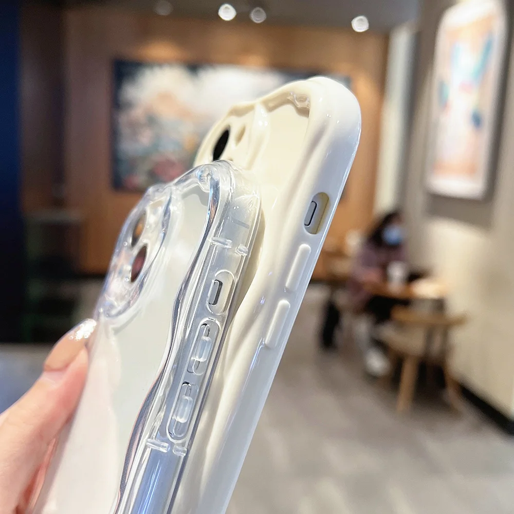 Soft Transparent Shockproof Phone Case For Samsung S24 S23 S22 Ultra S21 S20 FE A55 5g A25 A54 A34 A15 A23 A24 Curly Wave Cover