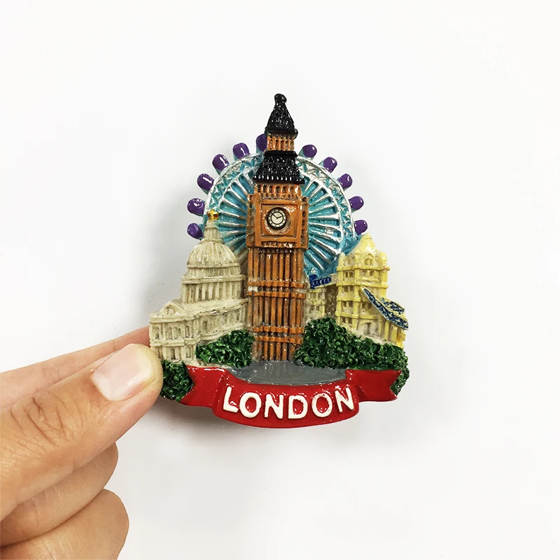 

Resin London Landmark Refrigerator Magnet - Magnetic Souvenir - Big Ben and London Eye Models