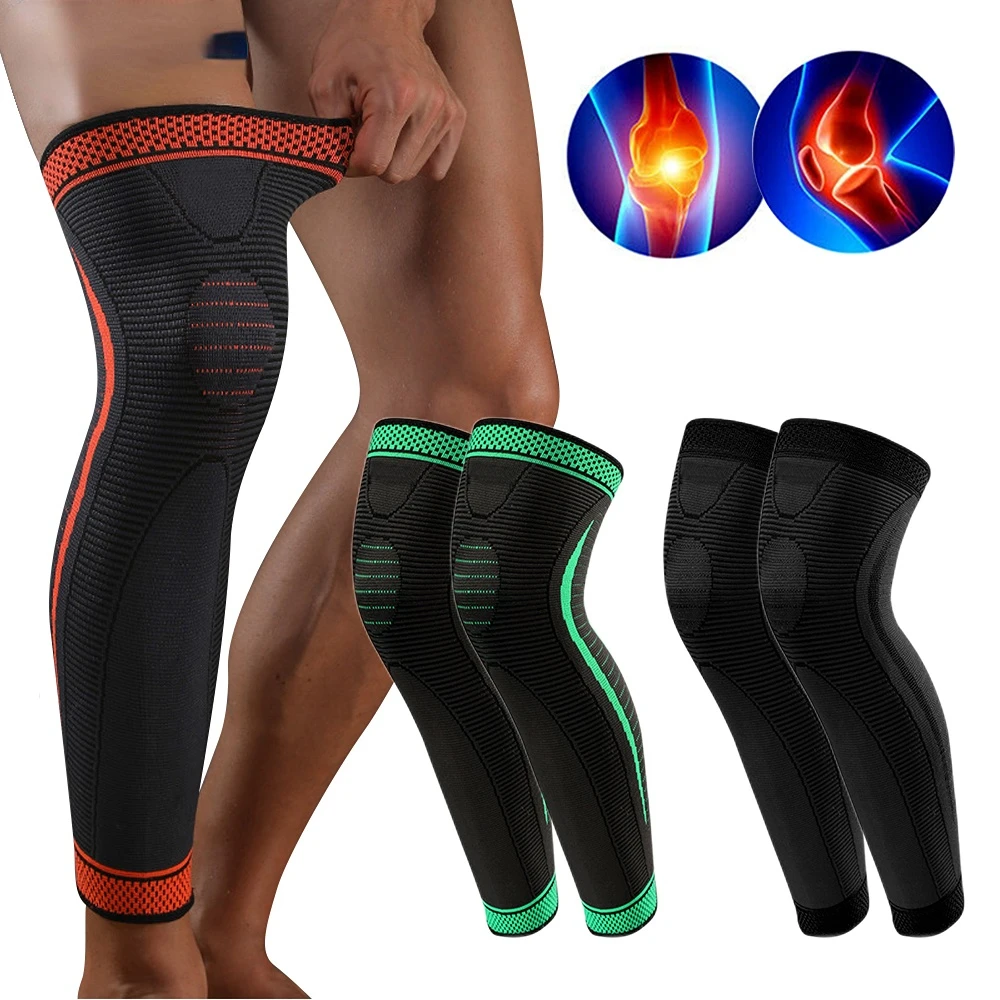 1/2 PCS Sport Full Leg Compression Sleeves Long Knee Support for Cycling Running Basketball Weightlift Workout Joint Pain Relief