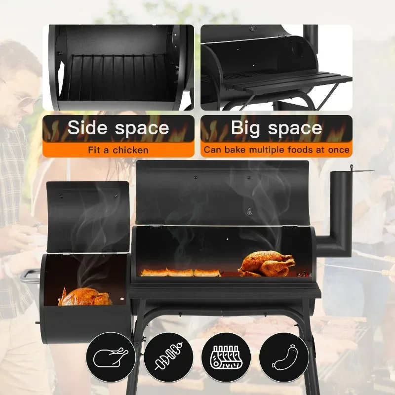 43 inch Charcoal Black Outdoor Grill - Portable Camping grill Smoked