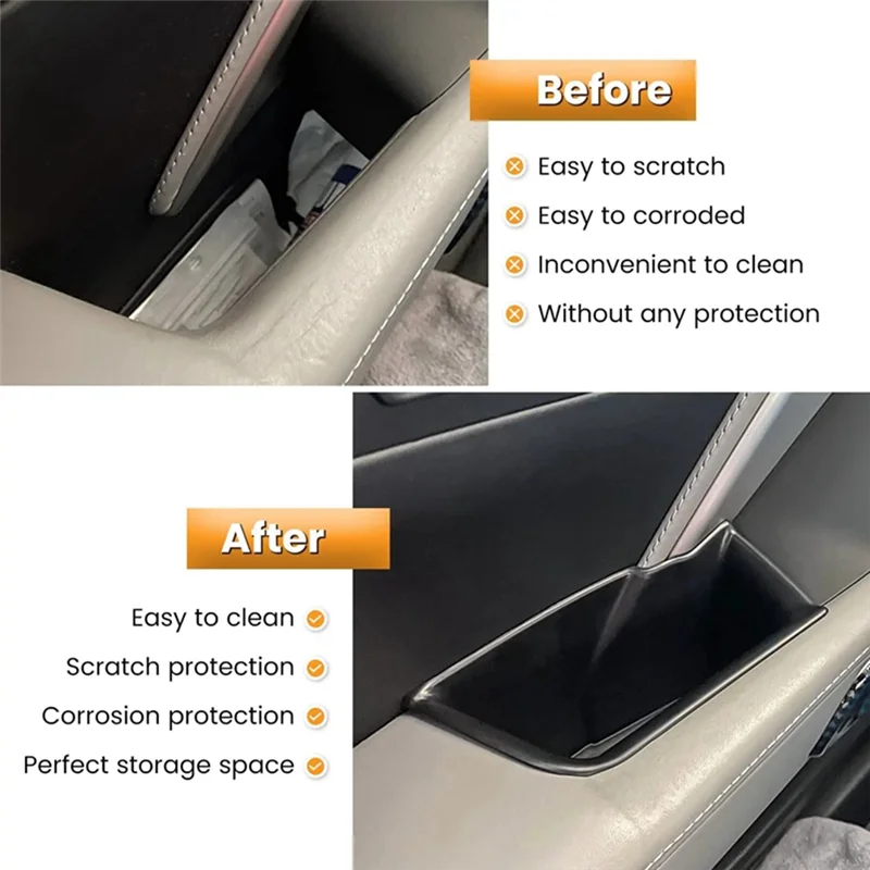 Inner Door Armrest Storage Box Tray Plastic For  Corvette C7 Z06 Z51 ZR1 Stingray Grand Sport 2014-2019-ABQA