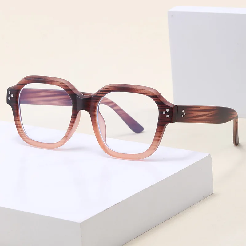 

2024 New Wood Grain Anti Blue Light Glasses Student White Collar Glasses Frame Large Box Personalized Style Glasses Frame