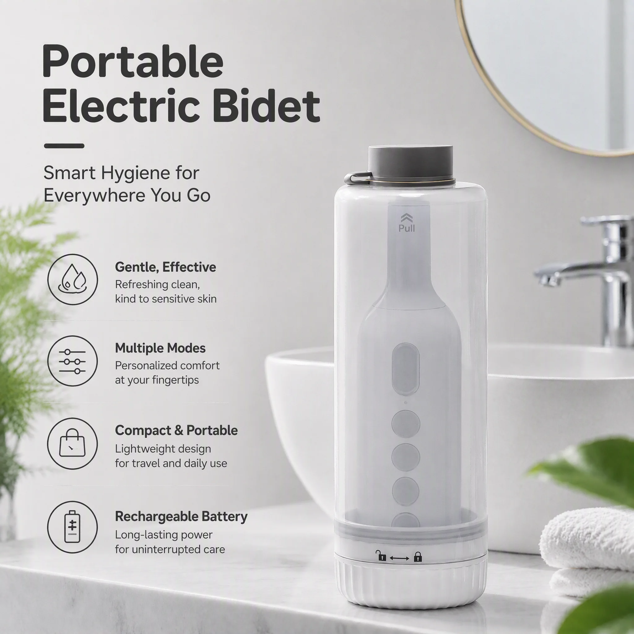 Tragbares Elektrisches Bidet, IPX7 Wasserdichtes Reise-Bidet mit 350ML Tank, USB-C Wiederaufladbar, Ideal für Postpartale und Reiseanwendungen – Detail 5