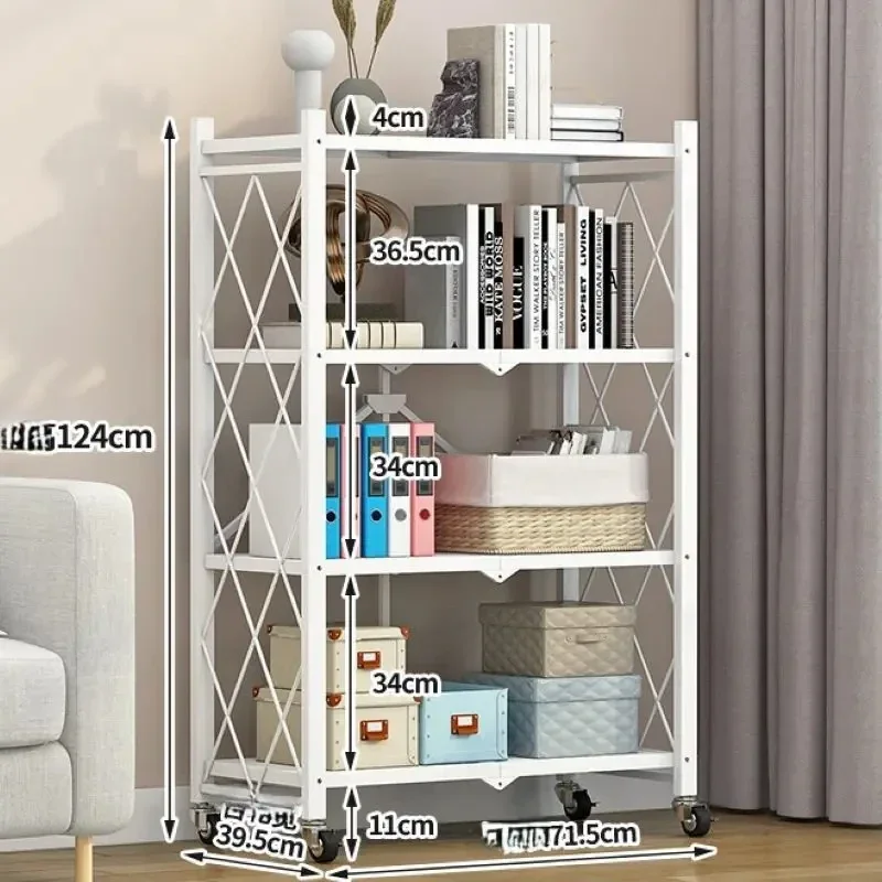 

Folding iron shelf,mobile iron frame storage rack,multi-layer storage,multi-use living room bookshelf display flower stand shelf